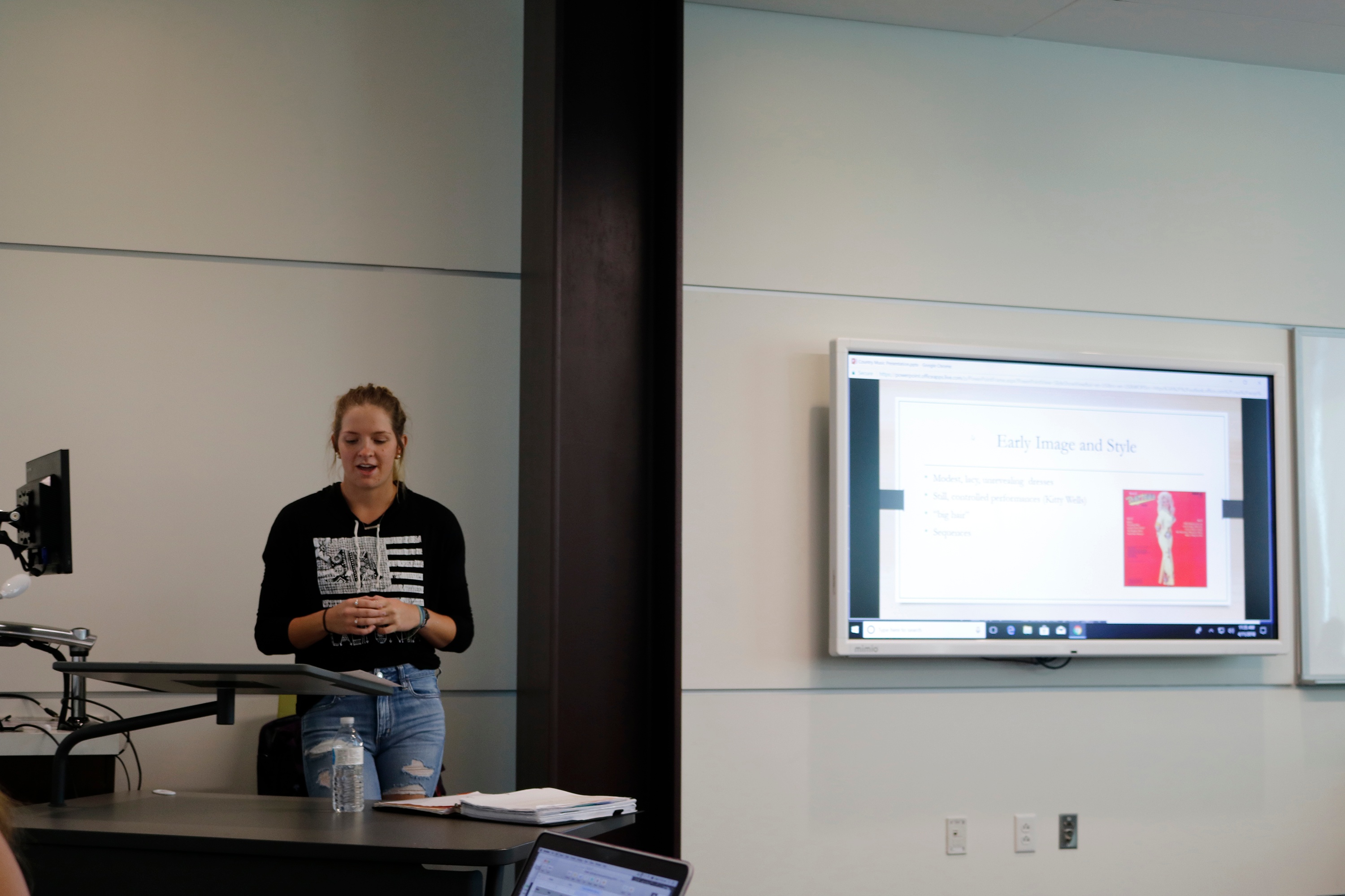 Saint Leo student Sarah Neuman in the Spirituals of Rock and Roll class